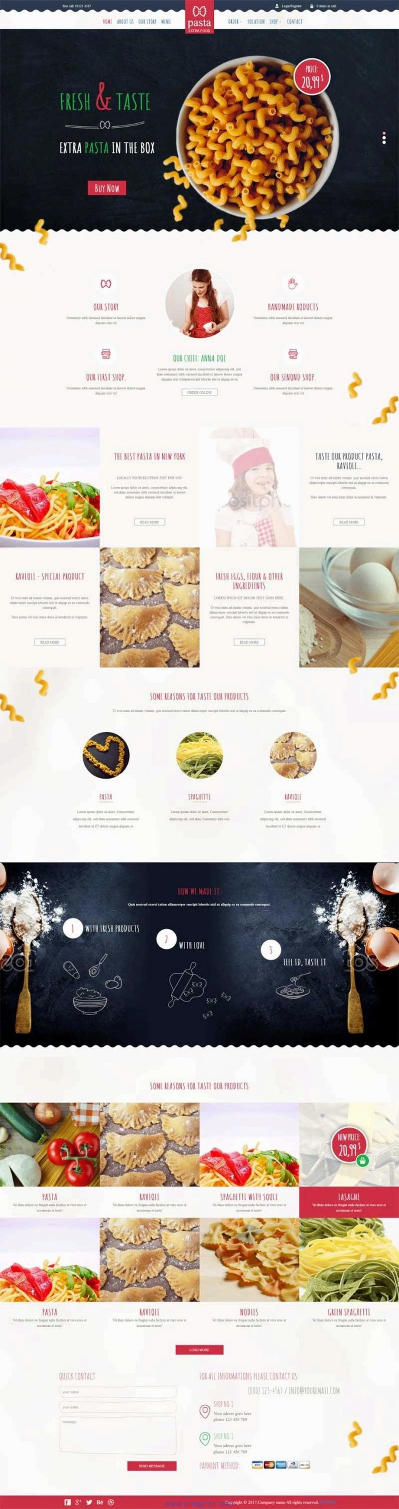 卡通的面包甜品店网上预订网站模板html整站-1